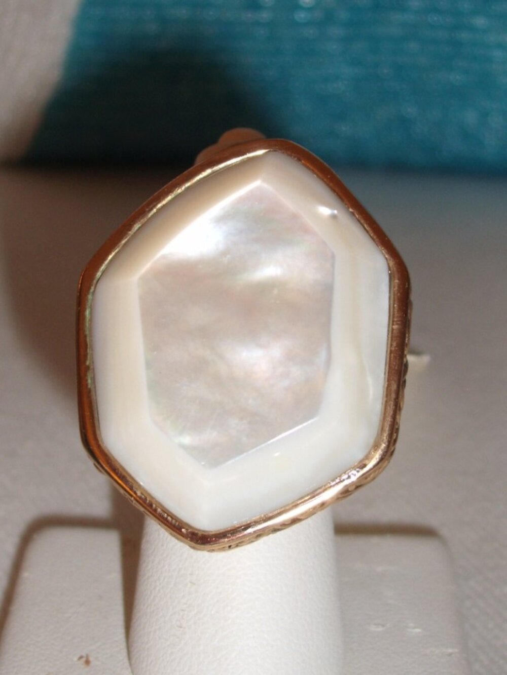 STUDIO BARSE MOTHER OF PEARL BRONZE OVER STERLING SILVER RING SIZE 5 NEW